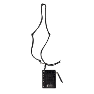 Aries Croc Studded Card Holder Black - Parasol Store