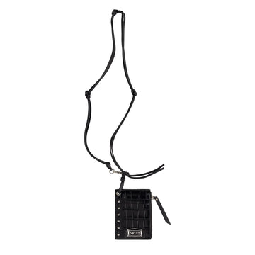 Aries Croc Studded Card Holder Black - Parasol Store