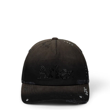 Aries Distressed Diamante Cap Black