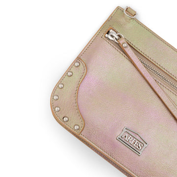 Aries Pearl Leather Studded Bobby Bag Pearl