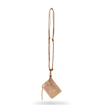 Aries Pearl Leather Studded Card Holder Pearl