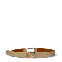 Aries Pearl Leather Studded Mazzo Belt Pearl