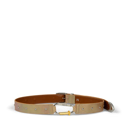 Aries Pearl Leather Studded Mazzo Belt Pearl