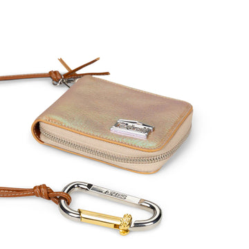 Aries Pearl Studded Leather Bobby Wallet Pearl