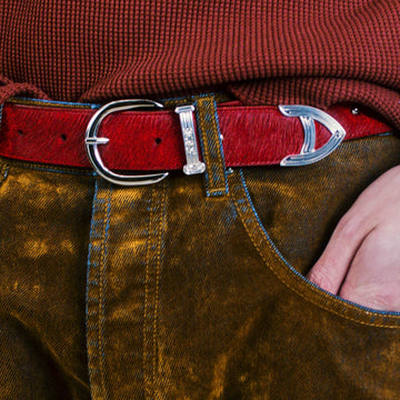 Aries Ponyskin Mazzo Belt Red - Parasol Store