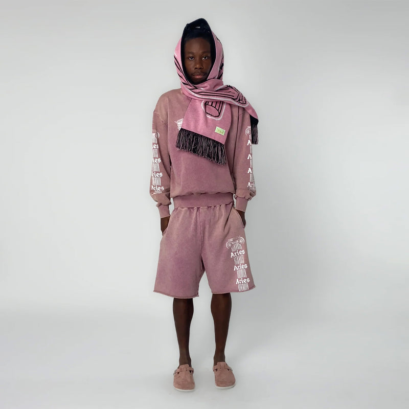 Aries Womens Aged Ancient Column Sweat Pink - Parasol Store