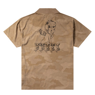 Aries Womens Aged Angel Camo S/S Polo Shirt Desert