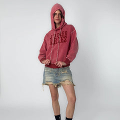 Aries Womens Aged Premium J'adoro Cowboy Hoodie Red - Parasol Store