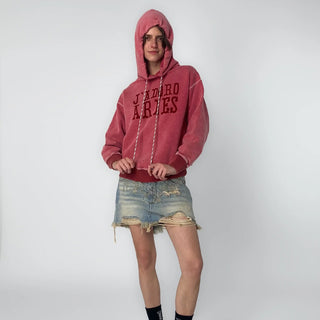 Aries Womens Aged Premium J'adoro Cowboy Hoodie Red - Parasol Store