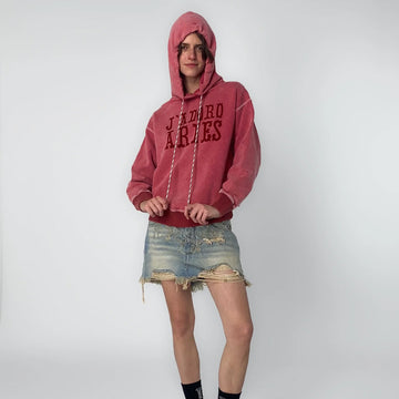 Aries Womens Aged Premium J'adoro Cowboy Hoodie Red - Parasol Store