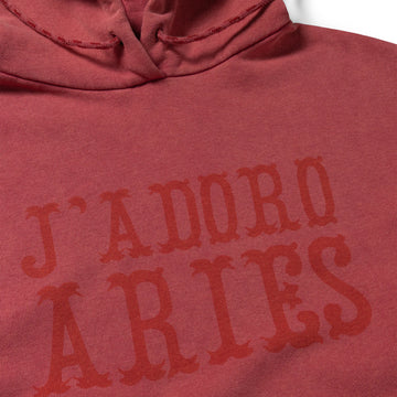 Aries Womens Aged Premium J'adoro Cowboy Hoodie Red - Parasol Store
