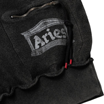 Aries Womens Aged Reverso Temple Zip Through Hoodie Black - Parasol Store