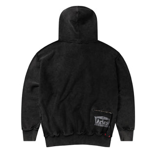 Aries Womens Aged Reverso Temple Zip Through Hoodie Black - Parasol Store