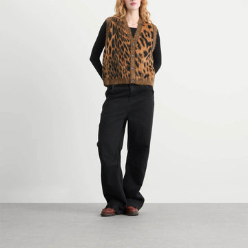 Aries Womens Brushed Leopard Vest Brown - Parasol Store
