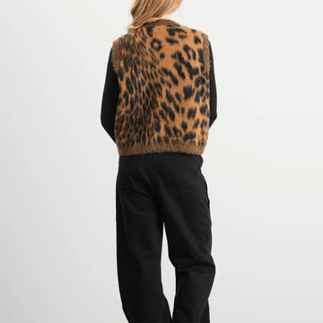 Aries Womens Brushed Leopard Vest Brown - Parasol Store