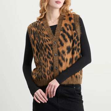 Aries Womens Brushed Leopard Vest Brown - Parasol Store