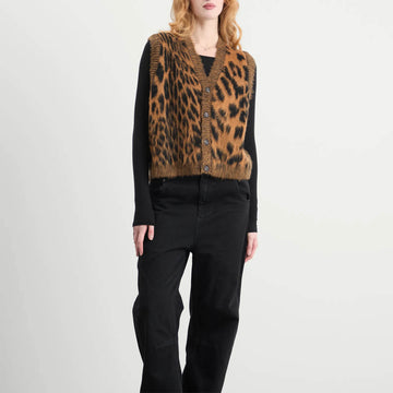 Aries Womens Brushed Leopard Vest Brown - Parasol Store