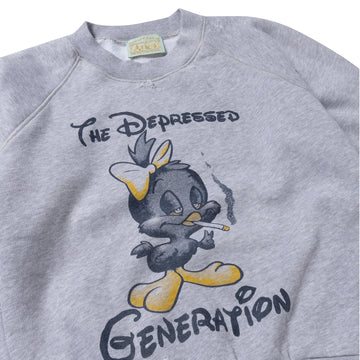 Aries Womens Destroyed Weedie Pie Raglan Sweat Light Grey Marl - Parasol Store