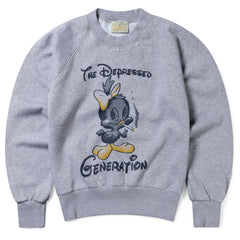 Aries Womens Destroyed Weedie Pie Raglan Sweat Light Grey Marl - Parasol Store
