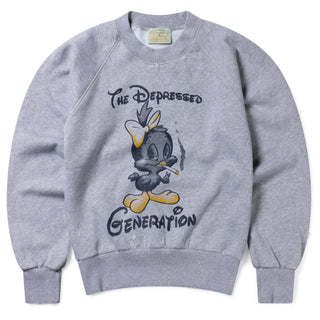 Aries Womens Destroyed Weedie Pie Raglan Sweat Light Grey Marl - Parasol Store