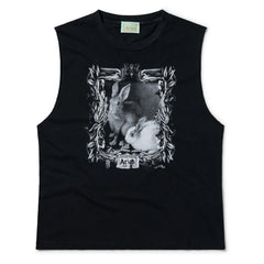 Aries Womens Faded Bunny Muscle Vest Black - Parasol Store