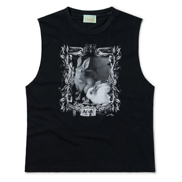 Aries Womens Faded Bunny Muscle Vest Black - Parasol Store