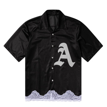 Aries Womens Gothic Lace Airtex Hawaiian Shirt Black