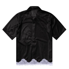 Aries Womens Gothic Lace Airtex Hawaiian Shirt Black