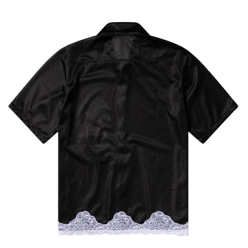 Aries Womens Gothic Lace Airtex Hawaiian Shirt Black