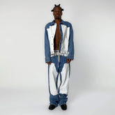 Aries Womens Patchwork Western Carpenter Jacket Blue / White - Parasol Store