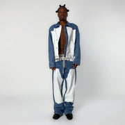 Aries Womens Patchwork Western Carpenter Jacket Blue / White - Parasol Store