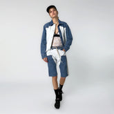 Aries Womens Patchwork Western Carpenter Jacket Blue / White - Parasol Store