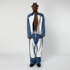 Aries Womens Patchwork Western Carpenter Jeans Blue / White - Parasol Store