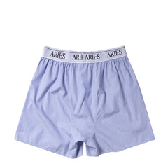 Aries Womens Stripe Poplin Classic Boxer Shorts Blue