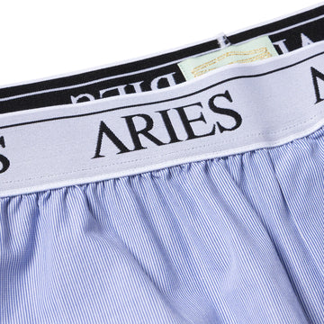 Aries Womens Stripe Poplin Classic Boxer Shorts Blue