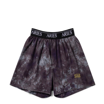 Aries Womens Tie Dye Stripe Poplin Boxer Shorts Black - Parasol Store