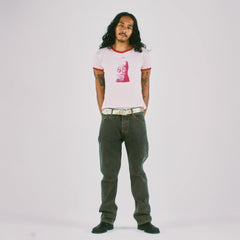 Aries Womens Who Knows S/S Ringer Tee Pink