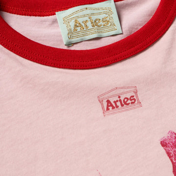 Aries Womens Who Knows S/S Ringer Tee Pink