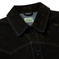 Aries Worn Flock Denim Car Coat Green - Parasol Store