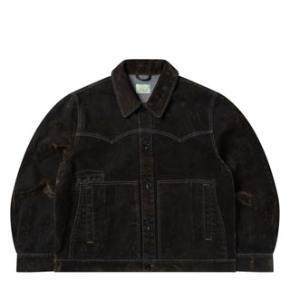 Aries Worn Flock Denim Car Coat Green - Parasol Store