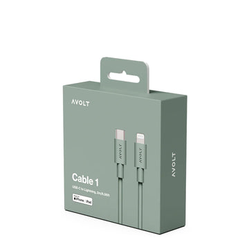 Avolt Cable 1 USB-C to Lightning 2m Oak Green