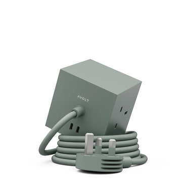 Avolt Square 1 USB-C 1.8m Extension Lead (30W) and Magnetic Base Oak Green