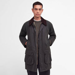 Barbour Border Waxed Jacket Sage - Parasol Store