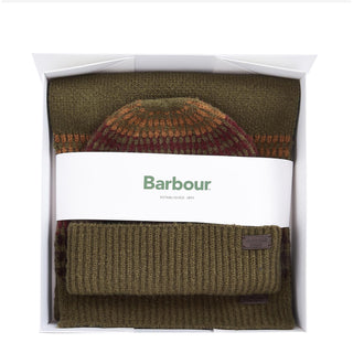 Barbour Branton Beanie & Scarf Gift Set Army Green - Parasol Store