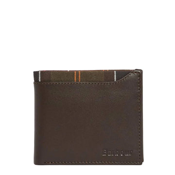 Barbour Brodick Leather/Tartan Billfold Wallet Brown / Classic