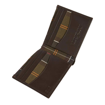 Barbour Brodick Leather/Tartan Billfold Wallet Brown / Classic