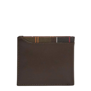 Barbour Brodick Leather/Tartan Billfold Wallet Brown / Classic