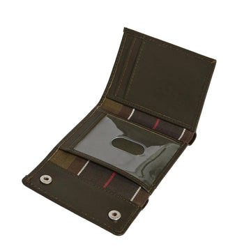 Barbour Brunton Leather Wallet & Key Fob Gift Set Dark Olive