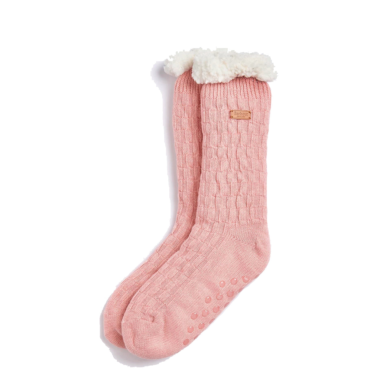 Barbour Cable Knit Lounge Socks Dusty Pink - Parasol Store