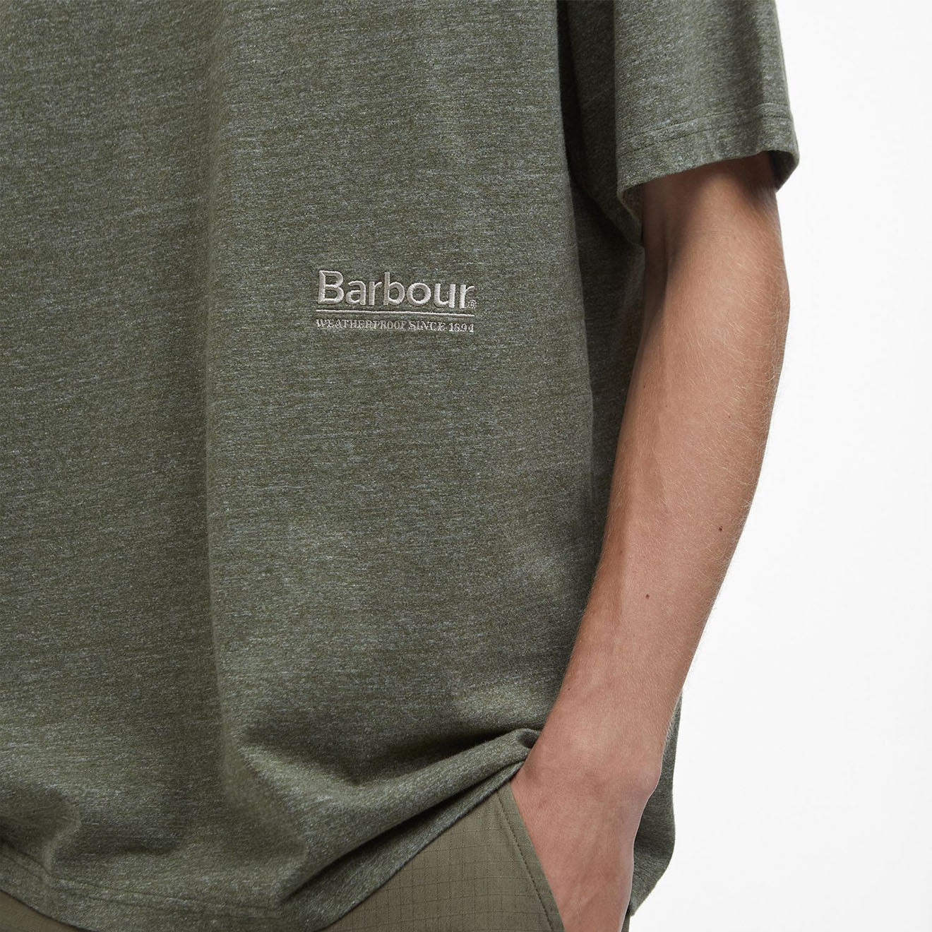 Barbour Calton Linen Blend Fit T-Shirt Burnt Olive - Parasol Store